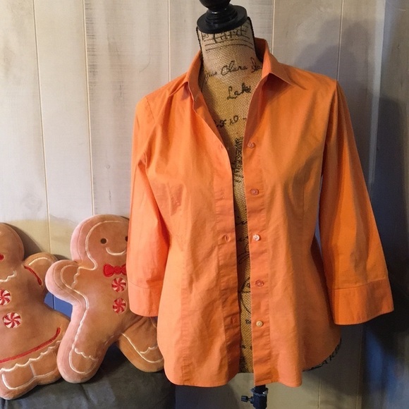 New York & Company Tops - NEW York & Company Orange Button Up Blouse Size S